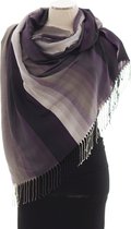 YELIZ YAKAR - Luxe zomersjaal dames sjaal/omslagdoek "Gossy I"- 100% katoen - kleurverloop van zwart naar paars degrade strepen - handmade - designer kleding - trendy shawl - luxecadeau