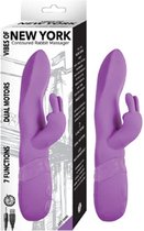 Vibes of New York - Contoured Rabbit Massager - Purple - Silicone Vibrators - Rabbit Vibrators