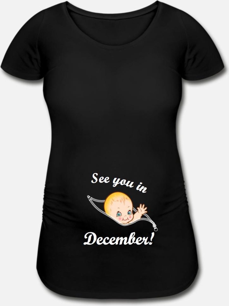 Zwangerschaps T-shirt - See you in December! - maat S - Merkloos