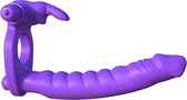 Silicone Double Penetrator Rabbit - Purple - Cock Rings -