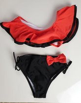 Bikini meisjes rood zwart maat 110