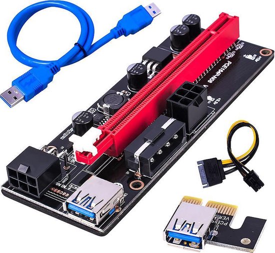 Mining Riser VER009 USB 3.0 - Crypto-mining ~ Mining ~ 6-pin adapter ~ ETH Mining ~ PCI-E GPU - Merkloos