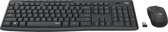 Logitech MK295 Silent - Draadloze Muis en Toetsenbord - QWERTY ISO - Zwart
