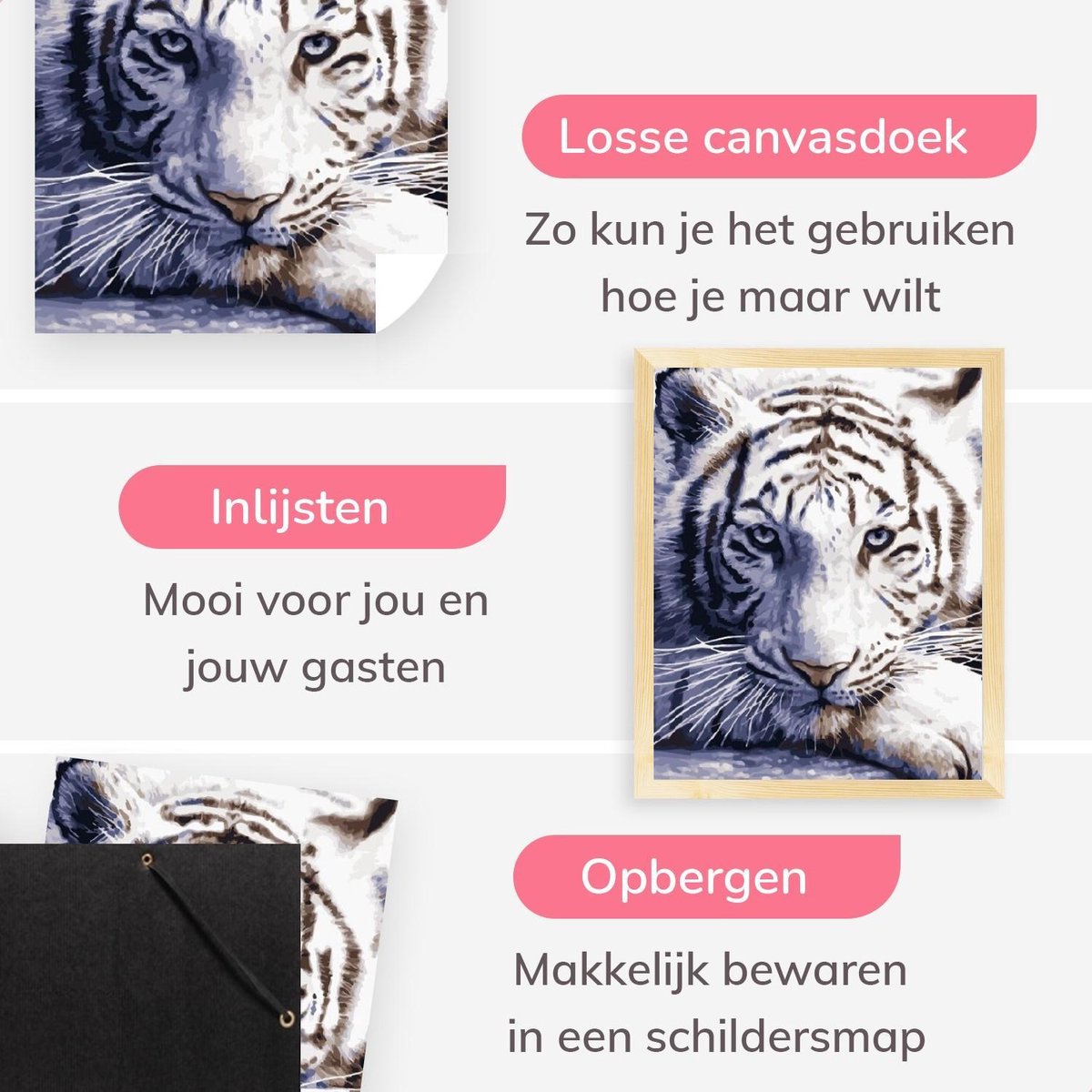 Peinture par numéro Adultes tigre chat Animaux - 40x50 cm - comprend un  gant de dessin