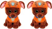 Ty Paw Patrol knuffel 2x zachte knuffels Zuma 15 cm - Kinder poppen speelgoed hondjes Nickelodeon