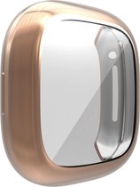 YPCd® FitBit Sense Siliconen Case - Rosé Goud - 360 bescherming