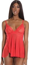 Trim Babydoll And Thong - Red - Maat O/S