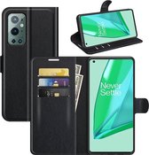 OnePlus 9 Pro hoesje, MobyDefend Kunstleren Wallet Book Case, Zwart | GSM Hoesje / Telefoonhoesje Geschikt Voor: OnePlus 9 Pro