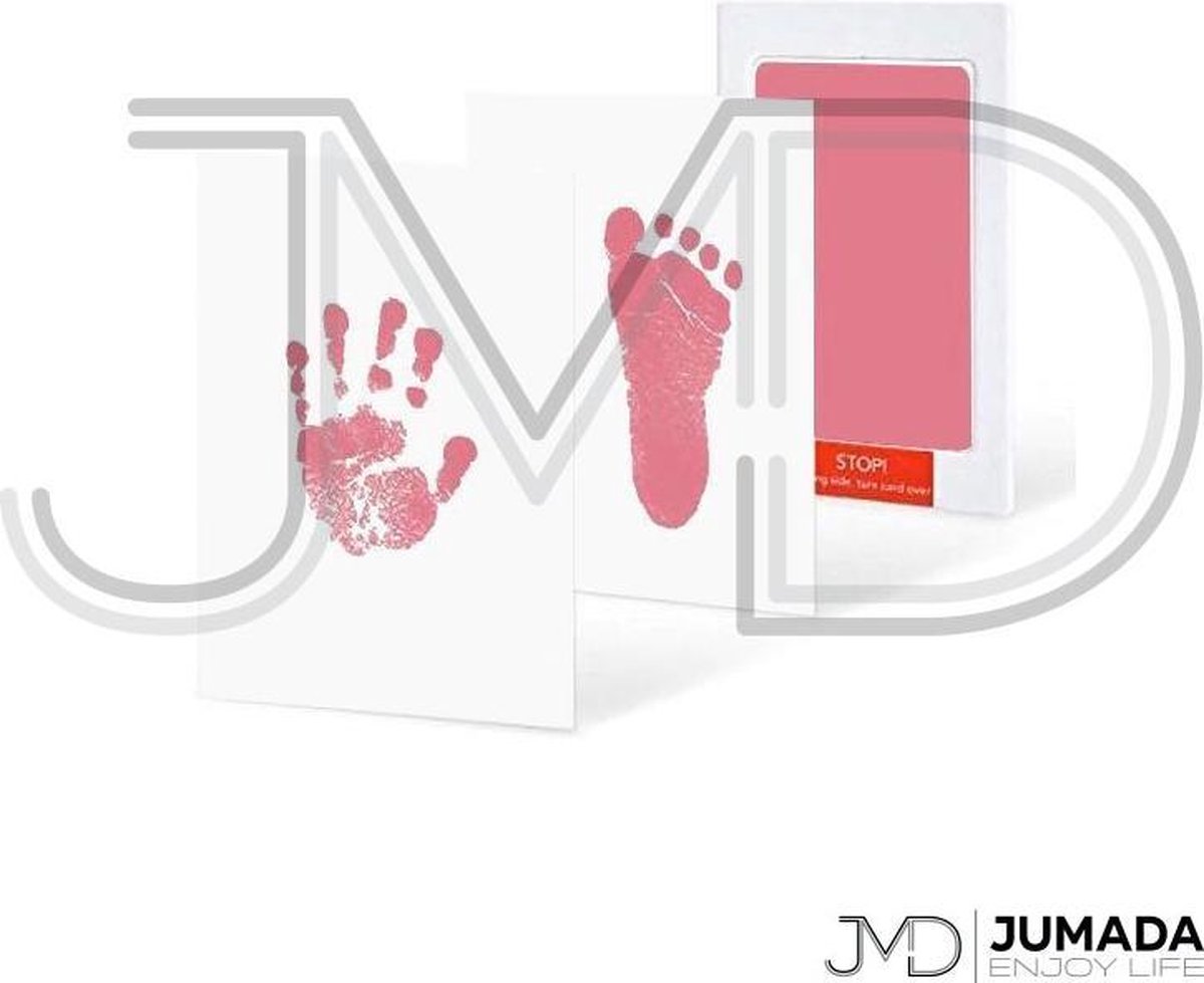 Goedkoopste Jumada's Baby Voet- en Handafdruk Inktset - Baby Cadeau - Inclusief 2 Witte Kaartjes - Inktkleur Roze
