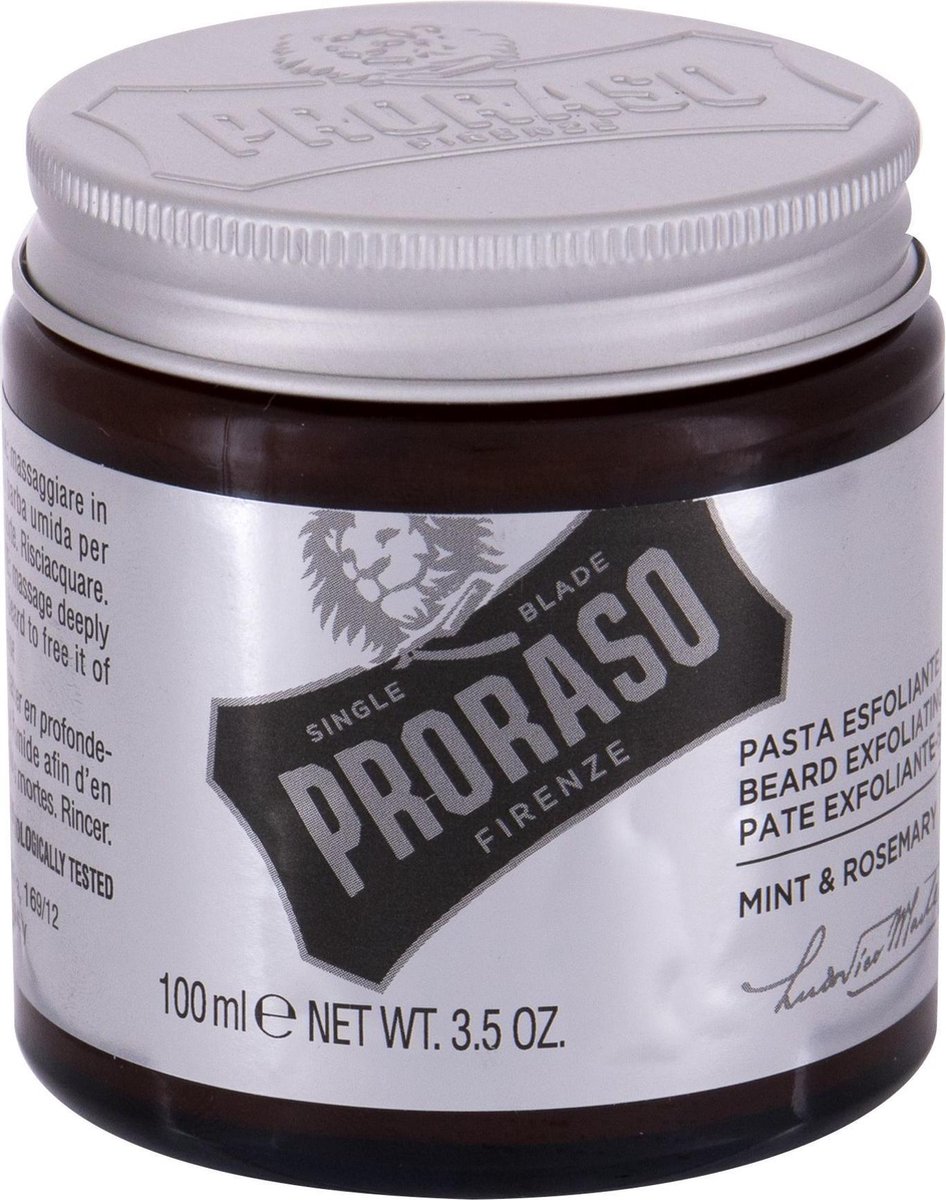 Proraso Scrub Mint & Rosemary 100 ml - scrub - peeling - verwijderd dode huidcellen - voorkomt verstopte poriën - ingegroeide haren