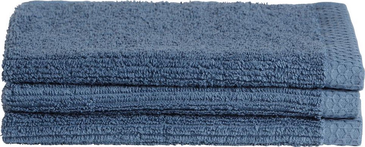 Seahorse Ridge gastendoekjes 34x50 cm - Set van 3 - Jeans blauw
