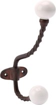 CGB Giftware Twisted Bronze Wall Hook With White Ceramic Ball | From The Ironworks Range | Hook | Iron |