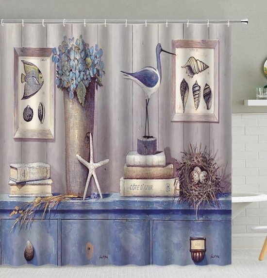 Douchegordijn 180cm hoog 240cm breed (extra breed !) polyester