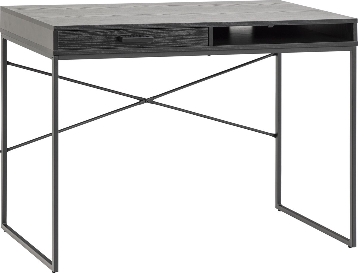 Bureau Dover 110cm - met opberglade - zwart esdecor - Actona - Bureautafels - Zwart - Melamine; MDF; Staal - Bureautafels -