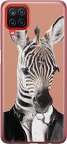 Samsung Galaxy A12 hoesje siliconen - Baby zebra - Soft Case Telefoonhoesje - Print / Illustratie - Roze