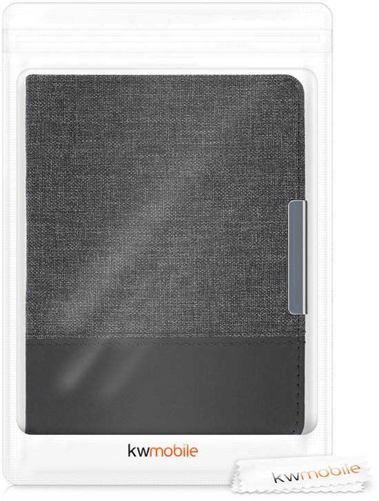 kwmobile hoes geschikt voor Kobo Aura Edition 1 - Canvas beschermhoes in antraciet / zwart - Voor e-reader van Merkloos — afbeelding 2