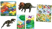 Verjaardag traktatie dino - 4x tasje met inhoud - dinosaurus speelgoed
