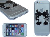 Apple Iphone 6 softcase silicone cover met zwart Mickey & Minnie Mouse Disney motief, motief , merk i12Cover