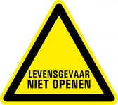 Waarschuwingsbord voor levensgevaar niet openen - kunststof 100 mm