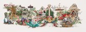 Thea Gouverneur - Borduurpakket met telpatroon - 2041A - Voorgesorteerde DMC Garens - Efteling - Aida - 80 cm x 30 cm - DIY Kit
