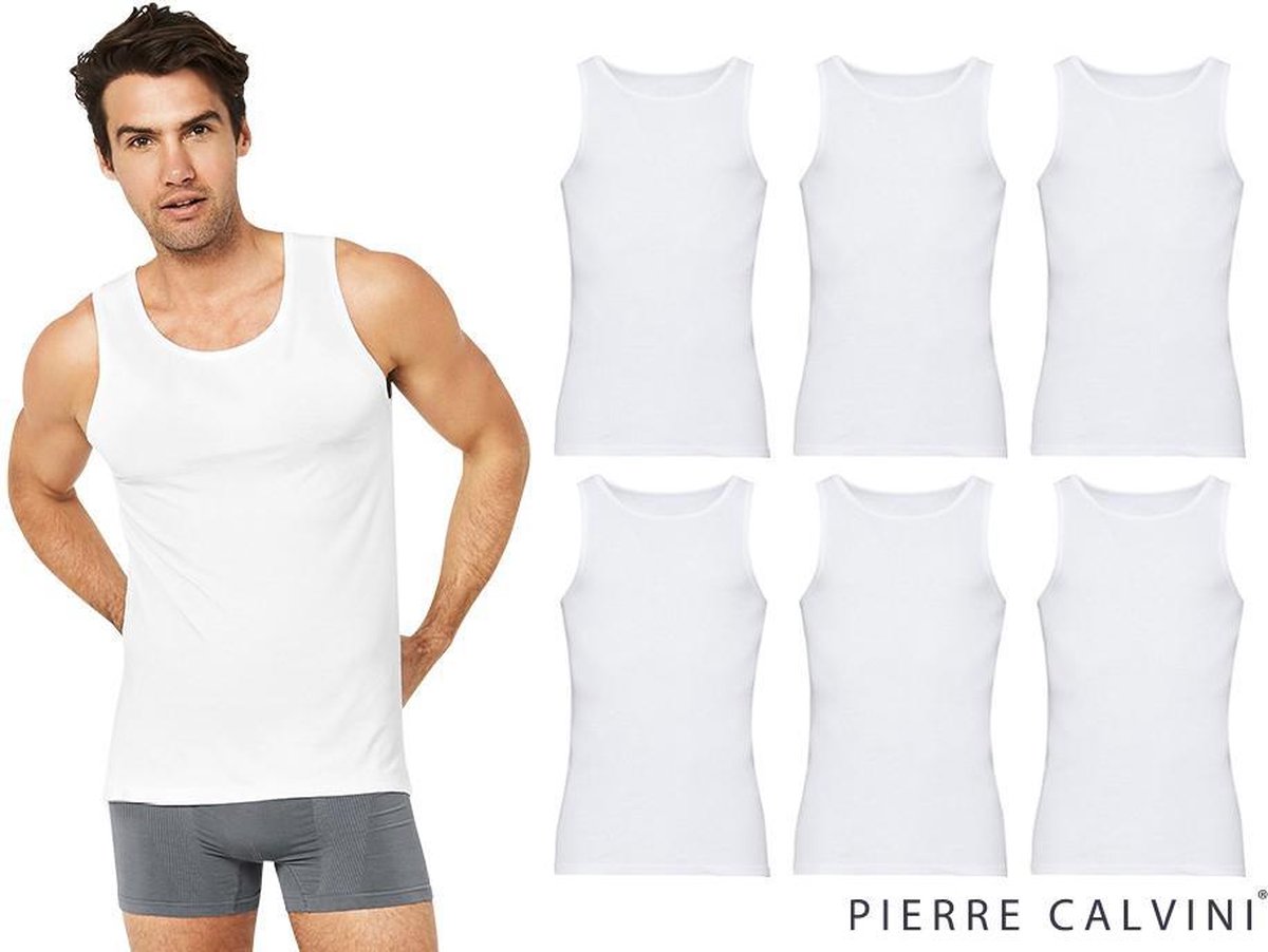 Pierre Calvini - Hemden Heren - Onderhemd Heren - 6-pack - 100% Katoen - Wit - XL