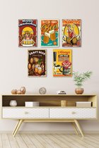 3D Retro Hout Posters 5 stuks Craft Bears Always on top