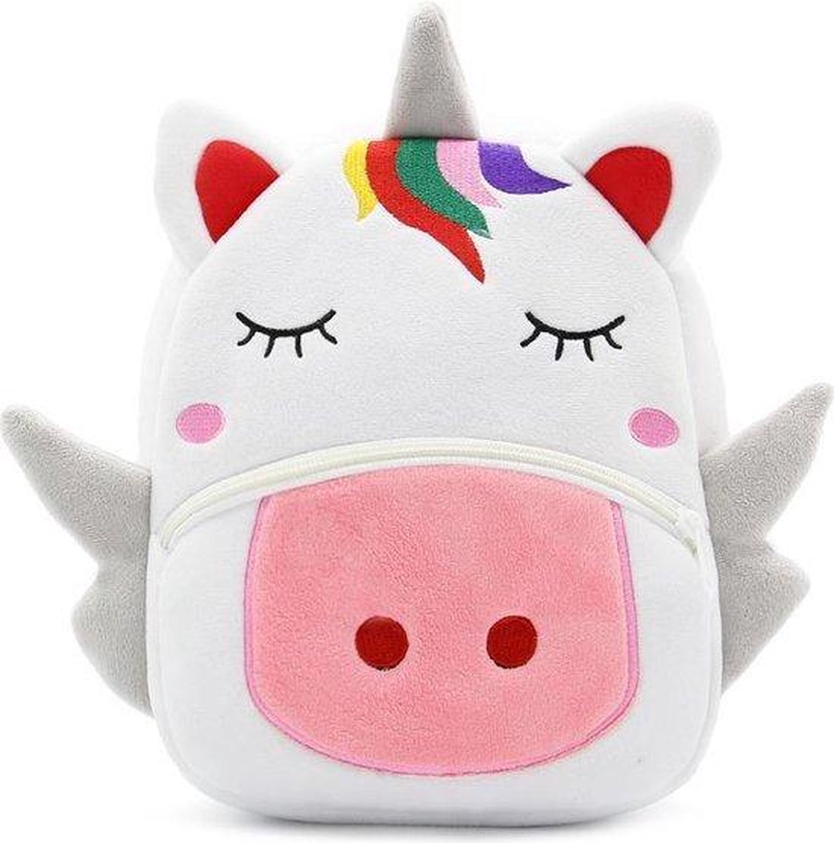 BoefieBoef Eenhoorn Unicorn Rugzak Kind – Kinderrugzak & Kinder Rugzak – Rugtas Kind voor Peuter en Kleuter – Pluche Dierentas – Wasbaar – 6 Liter – Wit