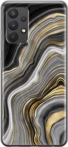 Leuke Telefoonhoesjes - Hoesje geschikt voor Samsung Galaxy A32 4G - Marble agate - Soft case - TPU - Tekst - Grijs