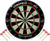 Dartbord set compleet van diameter 45.5 cm met 6x dartpijlen van 25 gram - Longfield professional - Darten