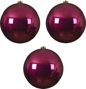 3x stuks kunststof kerstballen framboos roze (magnolia) 20 cm - glans - Onbreekbare plastic kerstballen