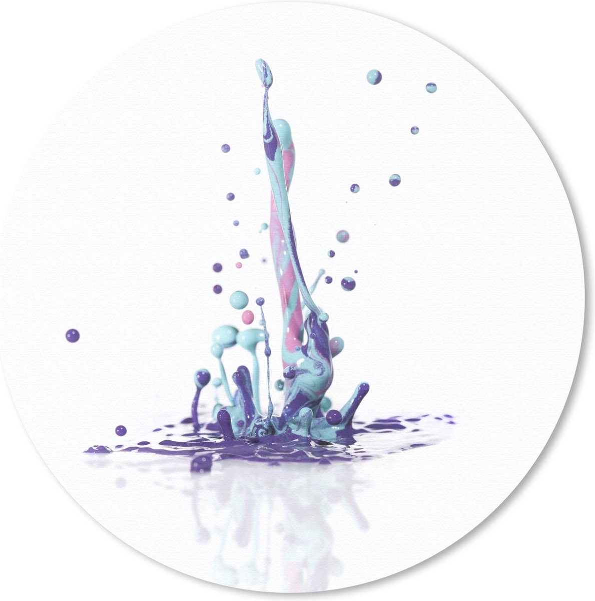 Muismat Druppels - Een grote kleurrijke plons met druppels Muismat rond - 20x20 cm - Muismat met foto