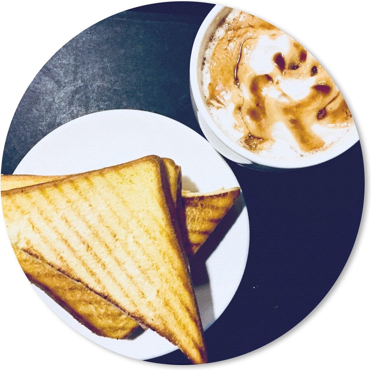 Muismat Tosti - Een goed ontbijt met een tosti Muismat rond - 20x20 cm - Muismat met foto
