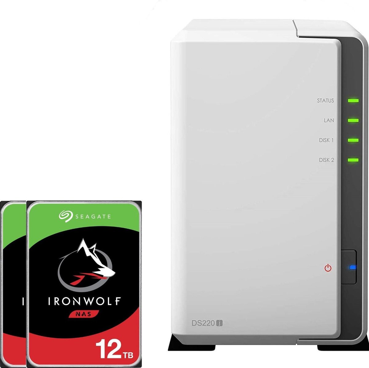 Synology DS220J Ironwolf 24TB (2x 12TB) - NAS | bol