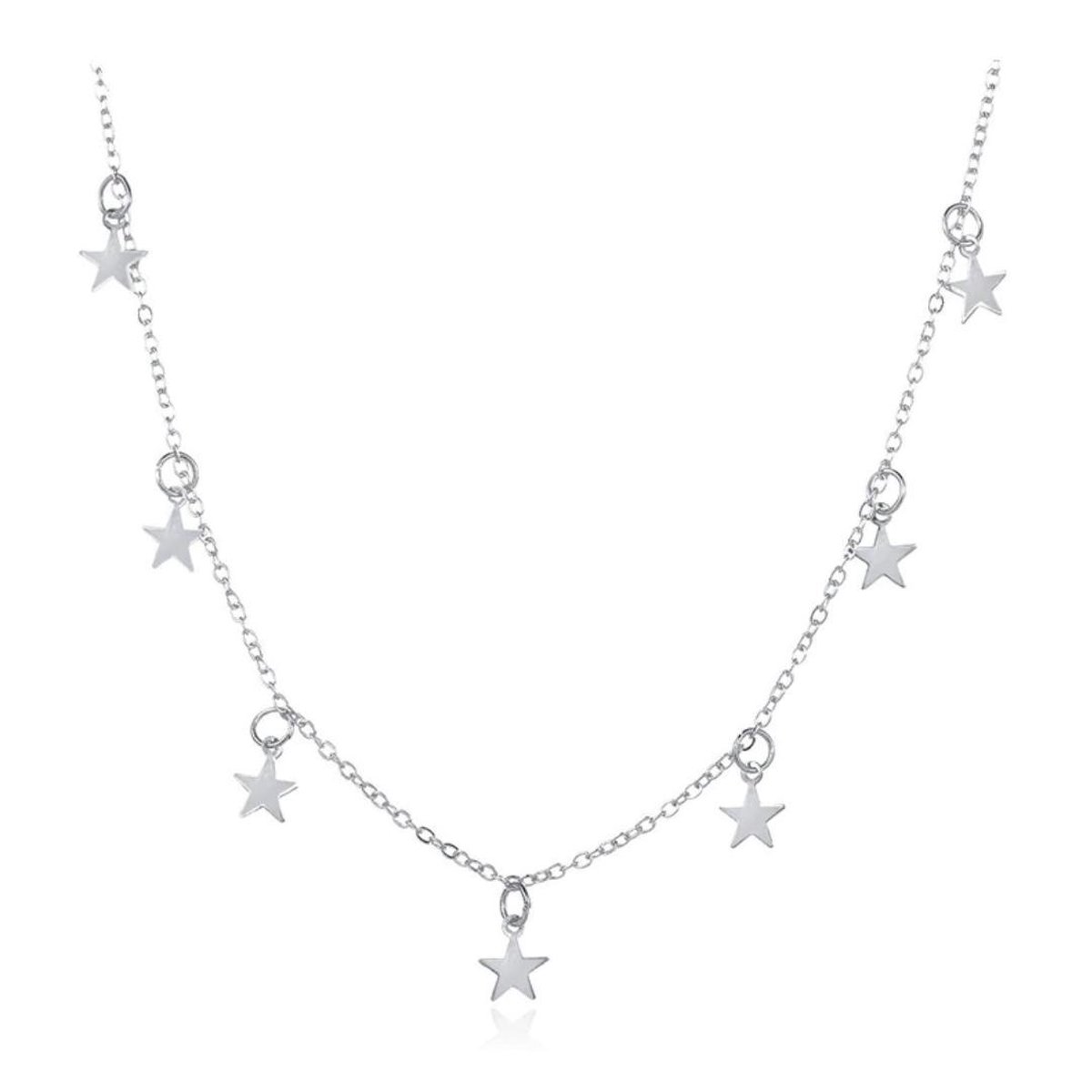 Vigos Jewelry - Sterren ketting zilver - Zilverkleur - Choker - Collier voor Vrouw Dames