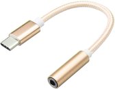 USB-C / Type-C Male Naar 3.5mm Female Golf Structuur Audio Adapter Ongeveer 10cm ( Goud)