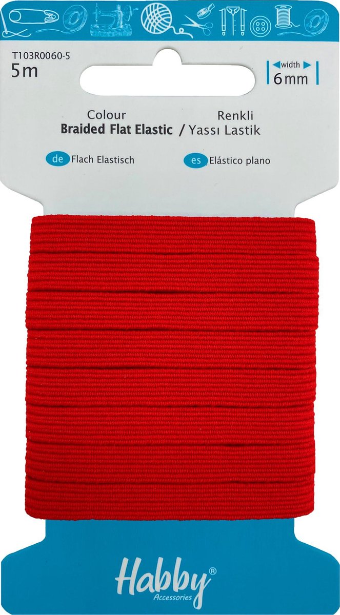 Kleurrijk plat elastiek 6 mm - elastische band voor het naaien - 6 kleuren x 5 m Kleurrijk plat elastiek 6 mm - elastische band voor het naaien - 6 kleuren x 5 m