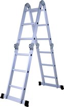 Herzberg: Multifunctionele Vouw Ladder 3,7m - 7 in 1 - Met Stabiliteitsbalk -  Heavy-duty Aluminium