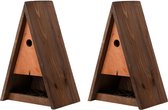 2x Stuks houten vogelhuisjes/nestkasten bruin 40 cm - Vogelnestjes voor tuinvogeltjes