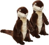 2x stuks pluche otter knuffel dier/beest 28 cm - Rivier dieren kinder speelgoed knuffels