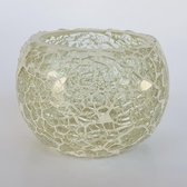 Theelicht - glas - wit / transparant - 9 x 6,5 cm hoog