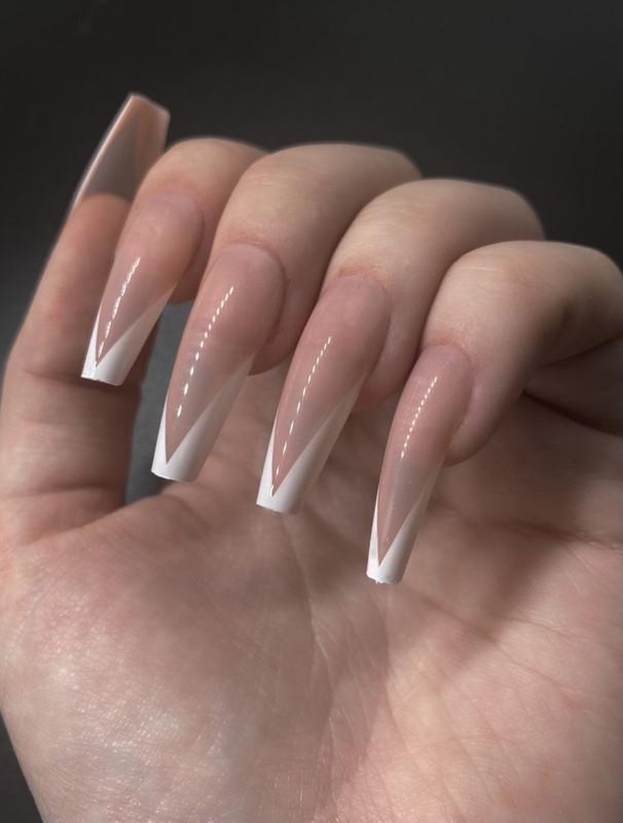 Witte french nagels - 24 stuks - plaknagel - nagellijm - lang | bol.com