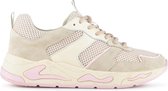 PS Poelman Dames - MINION Nude Combo Mesh Suède Leren Runner Sneakers met Lakleer Details - Beige Taupe Roze Multi - Maat 42