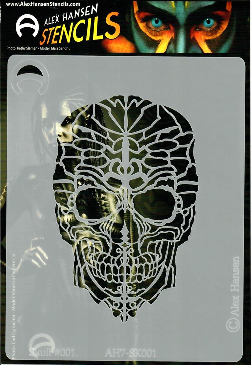 Alex Hansen Small Stencil Skull Nr. 001 - AH7-SK001 - Schmink sjabloon - Geschikt voor schmink en airbrush