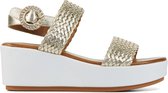 Lina Locchi Vrouwen Leren    Sandalen / Damesschoenen L1058 - Goud - Maat 39