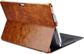 iCarer - Microsoft Surface Pro 7 Plus Hoes - Luxe Book Cover Echt Leer Bruin