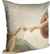 Schepping van Adam, Michelangelo Buonarroti - Foto op Sierkussen - 40 x 40 cm