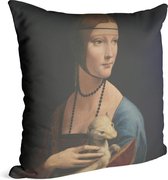 De dame met de hermelijn, Leonardo da Vinci - Foto op Sierkussen - 60 x 60 cm