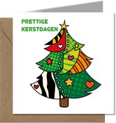 Tallies Cards - greeting - ansichtkaarten - Kerstboom - PopArt  - Set van 4 wenskaarten - Inclusief kraft envelop - kerst - kerstfeest - kerstmis - kerstgroet - feestdagen - 100% D