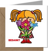 Tallies Cards - greeting - ansichtkaarten - Bedankt meisje - PopArt  - Set van 4 wenskaarten - Inclusief kraft envelop - bedankkaart - bedankt - 100% Duurzaam