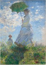 Vrouw met een parasol, Claude Monet - Foto op Forex - 90 x 120 cm
